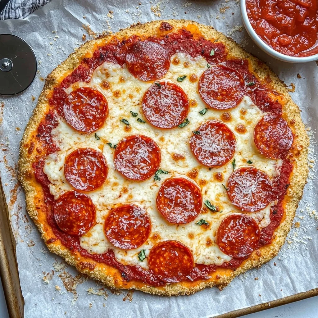 Cottage cheese pizza crust protein ingredients in a mixing bowl with eggs, flour, and seasonings