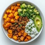 Sweet Potato Taco Bowl Hot Honey – Irresistibly Cozy & Gluten-Free Sweet Potato Taco Bowl Hot Honey Sweet potato taco bowl hot honey recipe card with labeled ingredients