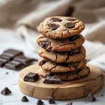 Chickpea Chocolate Chip Cookies No Flour – Simple, Protein-Packed Treat Chickpea Chocolate Chip Cookies No Flour Stack of chickpea chocolate chip cookies no flour with chocolate chunks on a cutting board