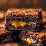 fudgy chocolate brownie with melted caramel center