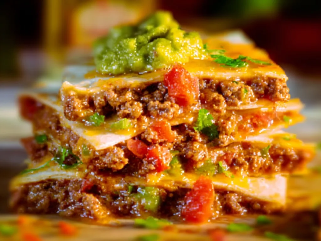 5-Minute Broke But Delicious Quesadillas Recipe Broke But Delicious Quesadillas stacked broke but delicious quesadillas with beef and guacamole
