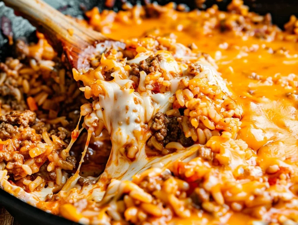 Beefy Taco Rice Skillet – 5-Star, One-Pan Dinner That’s Fast & Flavorful Beefy Taco Rice Skillet Beefy Taco Rice Skillet with melted cheese and ground beef in one pan