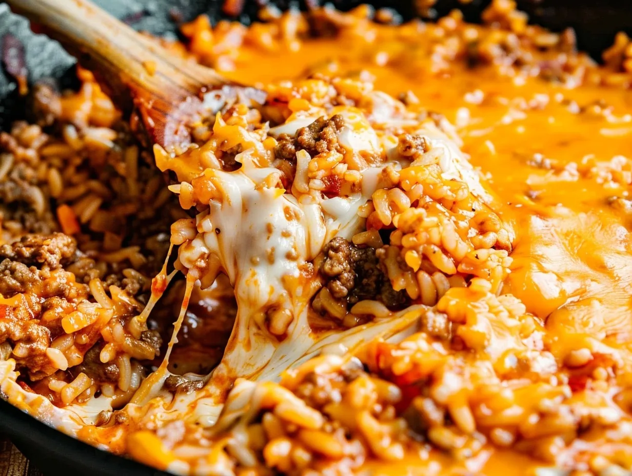 Beefy Taco Rice Skillet – 5-Star, One-Pan Dinner That’s Fast & Flavorful Beefy Taco Rice Skillet Beefy Taco Rice Skillet with melted cheese and ground beef in one pan