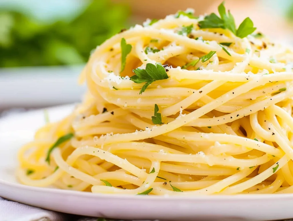 15-Minute Garlic Butter Pasta – Quick, Rich, and Family-Friendly Dinner Garlic Butter Pasta close-up of garlic butter pasta with parsley and pepper