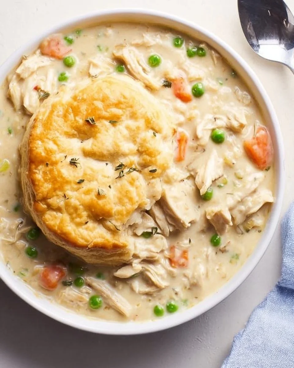 Crock Pot Chicken Pot Pie chicken pot pie Delicious Crock Pot Chicken Pot Pie ready to serve, featuring tender chicken and vegetables.