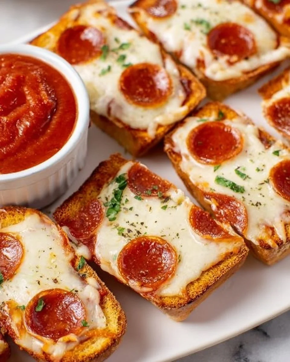 Homemade French Bread Pizza topped with cheese and vegetables