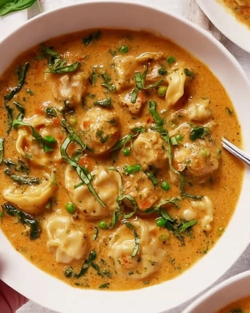 Bowl of Marry Me Chicken Soup with herbs and spices.