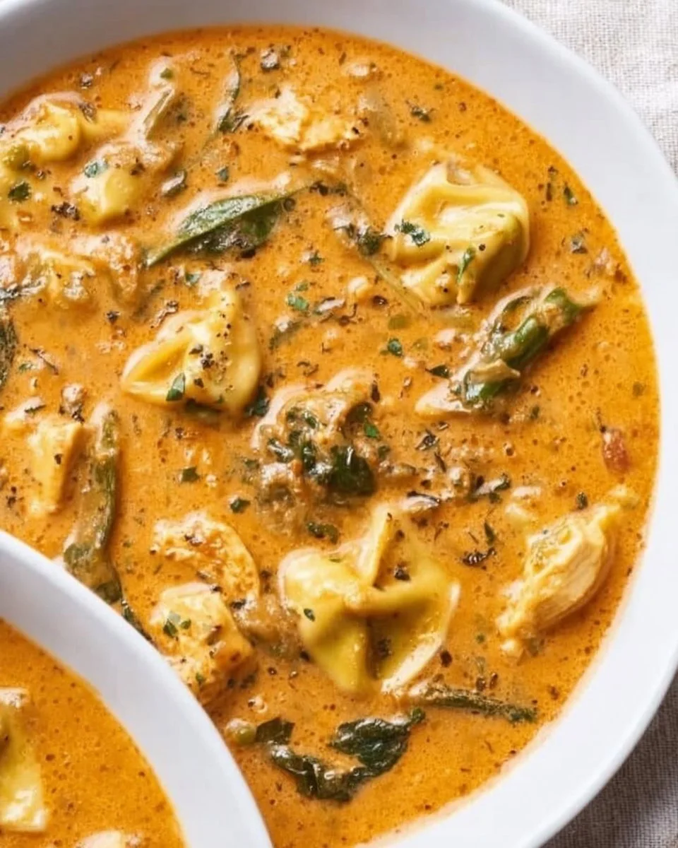 Delicious bowl of Marry Me Chicken Soup garnished with herbs