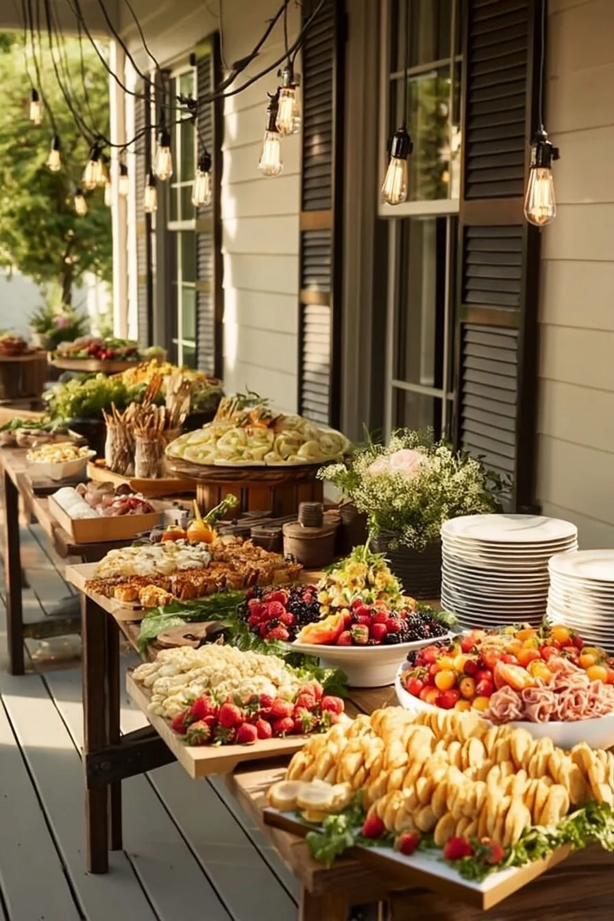 Elegant appetizer table display for a festive event or gathering.