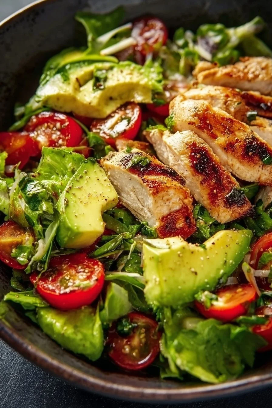 Delicious Avocado Chicken Salad served in a bowl with fresh ingredients