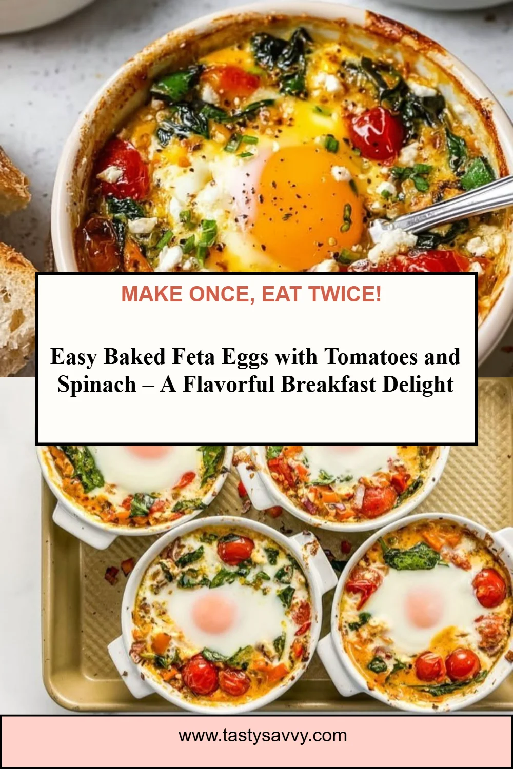 Baked Feta Eggs with Tomatoes and Spinach