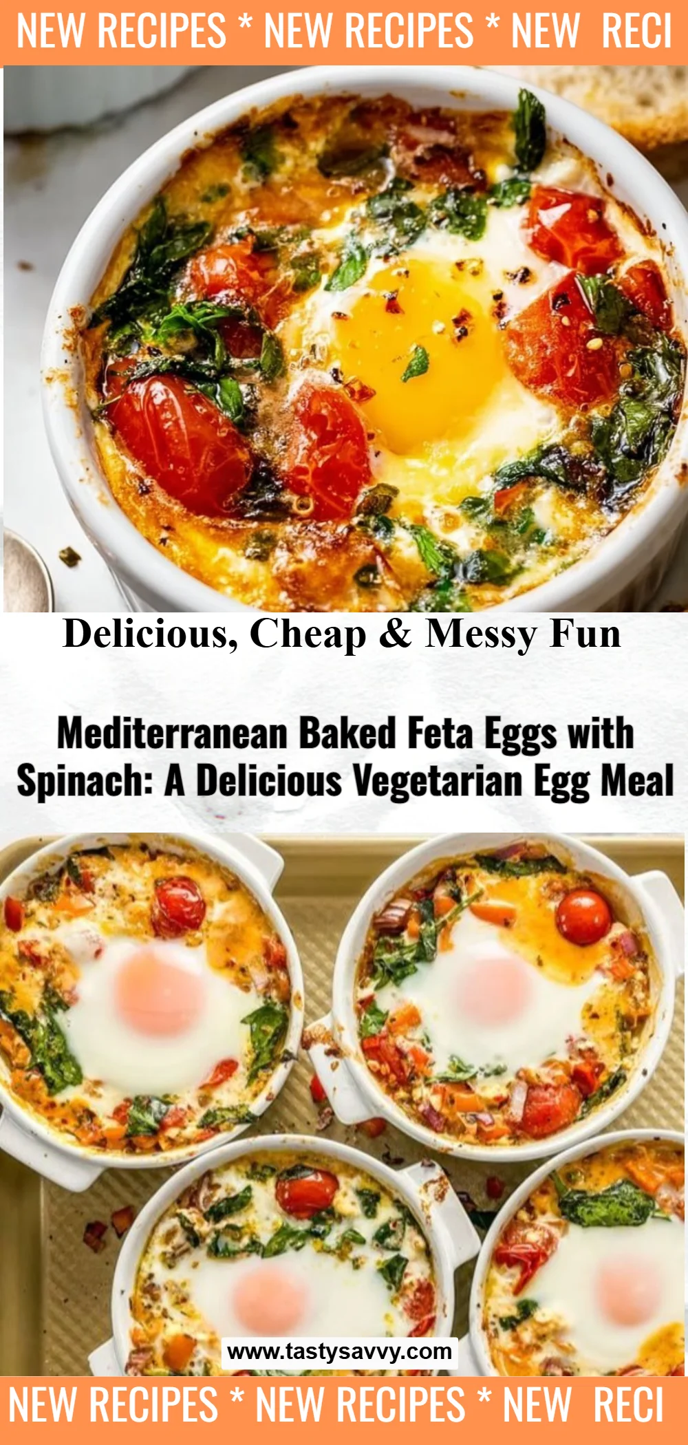 Baked Feta Eggs with Tomatoes and Spinach