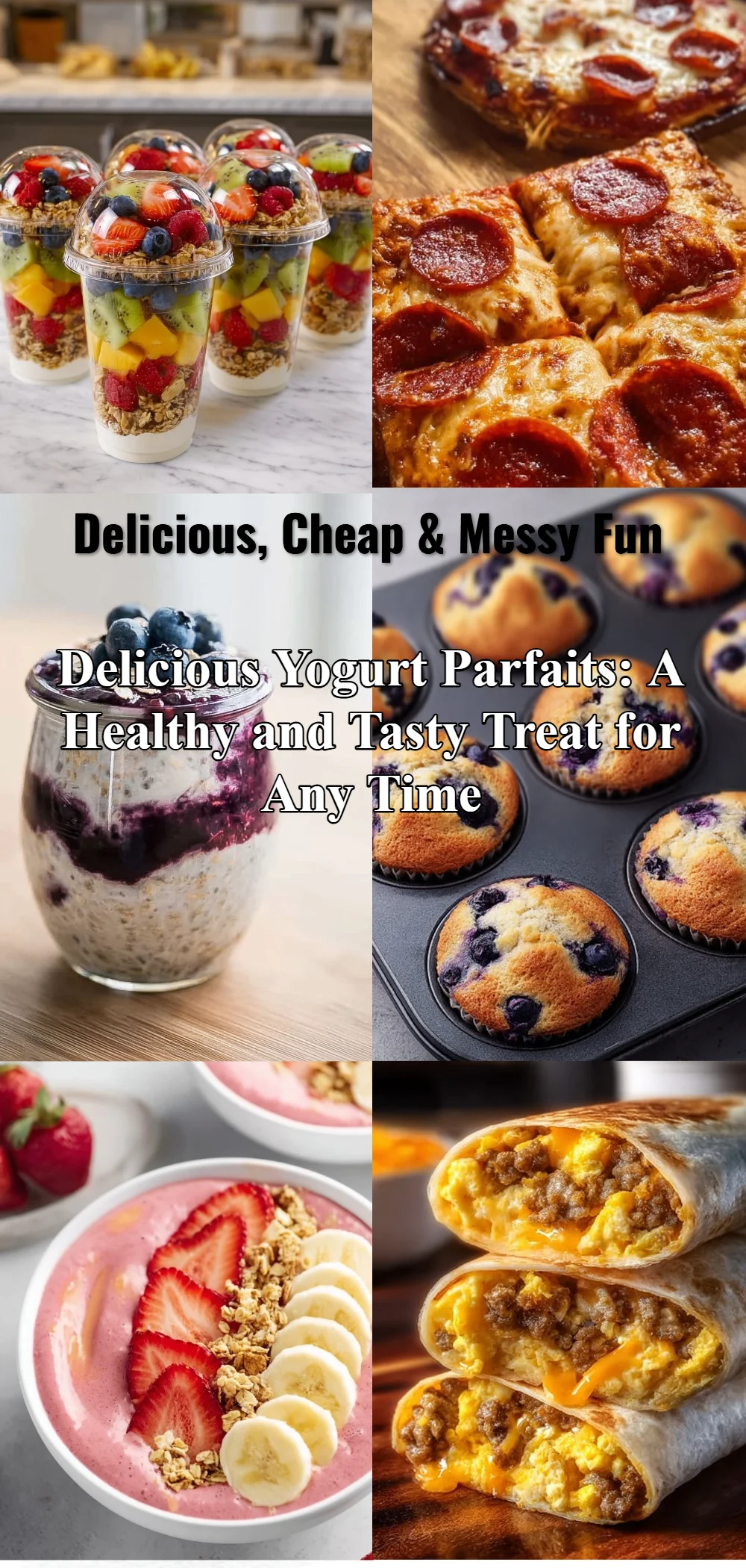 A spread of healthy breakfast recipes including smoothies, oats, and fruits.