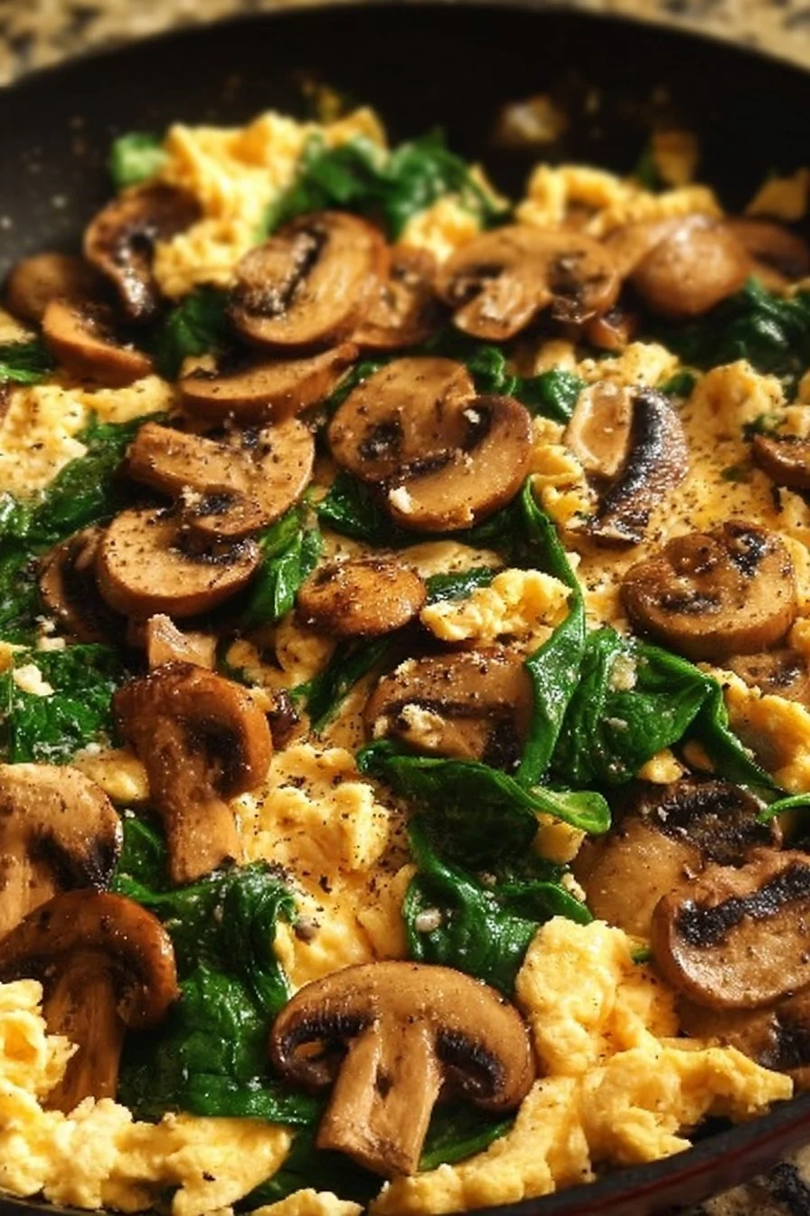 Mushroom Spinach Scrambled Eggs