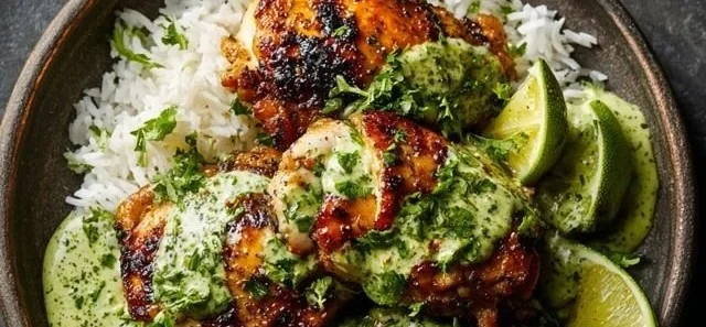 Best Peruvian Chicken with Creamy Green Sauce