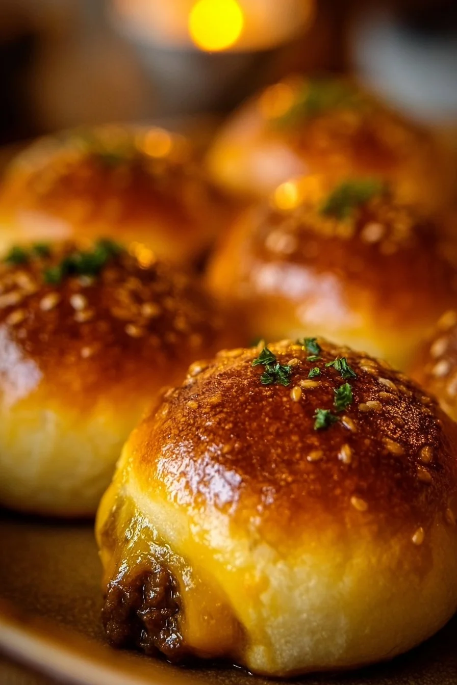 Homemade cheeseburger bombs baked to perfection, stuffed with savory ingredients.
