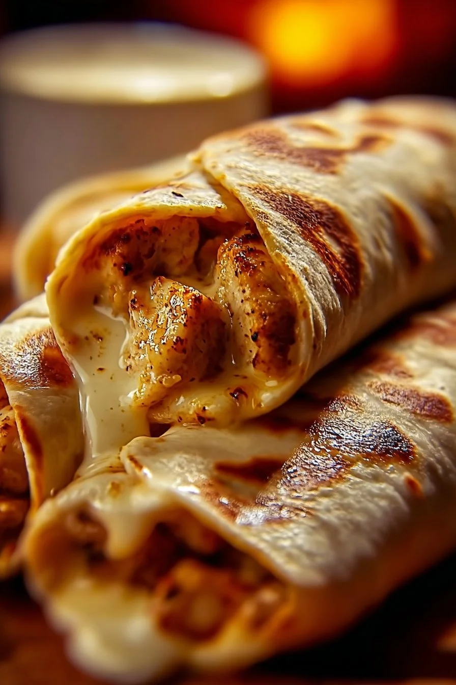 Cheesy Garlic Chicken Wraps