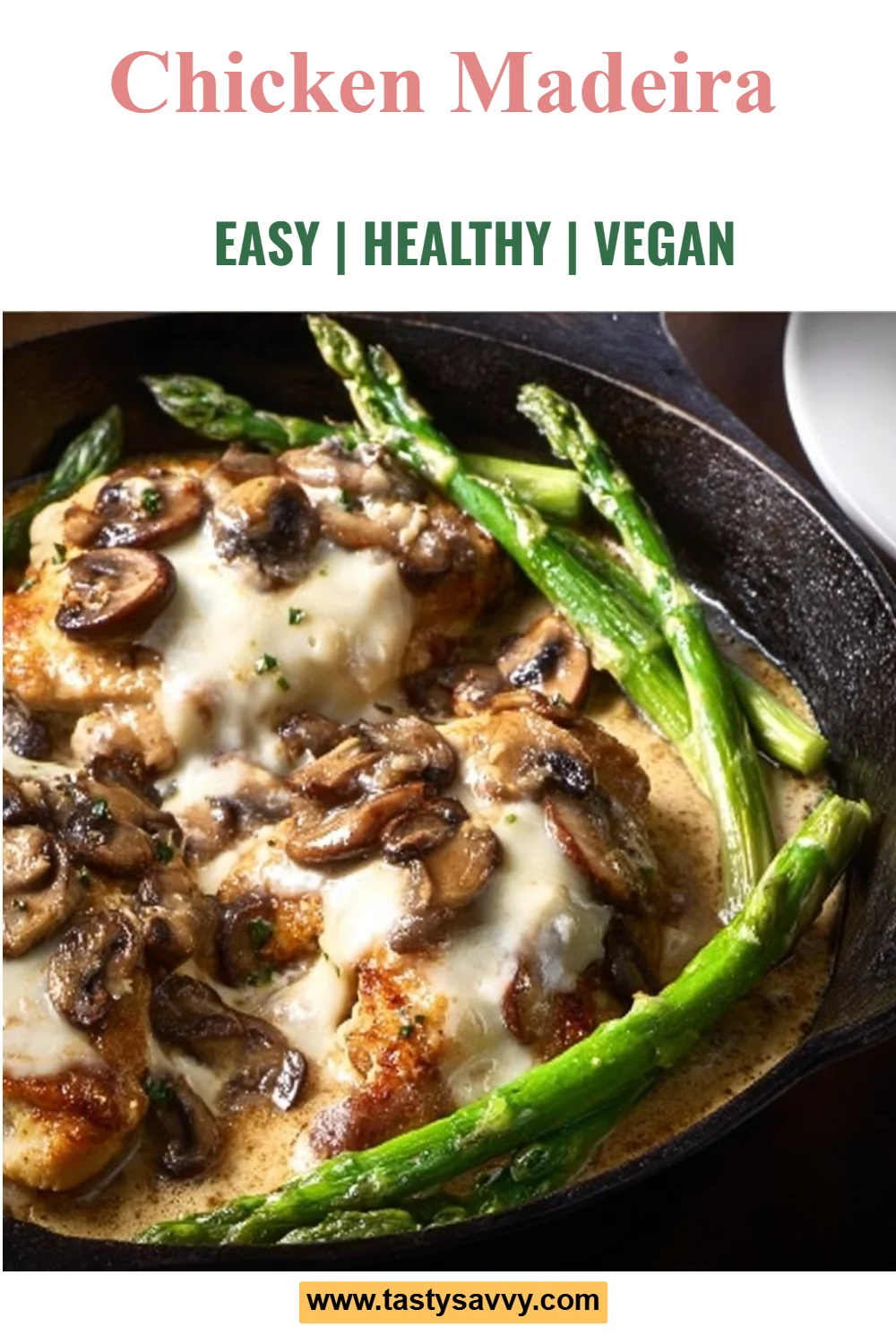 Delicious Chicken Madeira served with a rich mushroom sauce