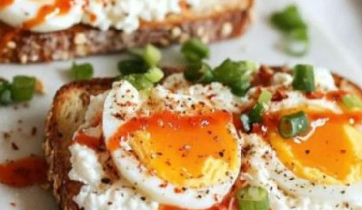 Cottage Cheese Egg & Sriracha Toast Cottage Cheese Toast Cottage Cheese Egg & Sriracha Toast