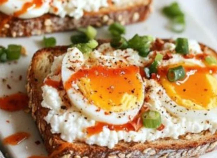 Cottage Cheese Egg & Sriracha Toast