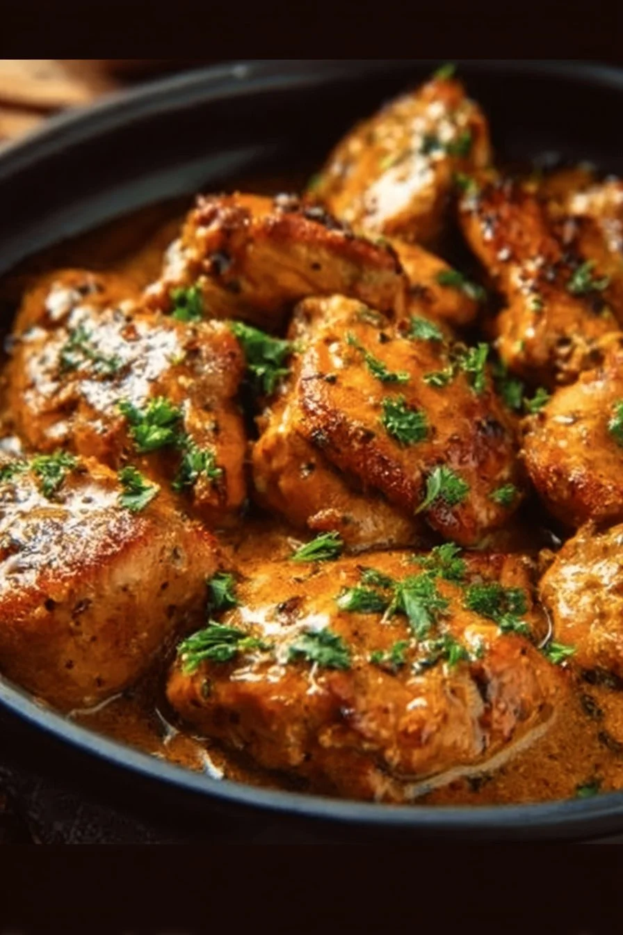 Cowboy Butter Chicken Cowboy Butter Chicken Delicious Cowboy Butter Chicken served with garnishes.