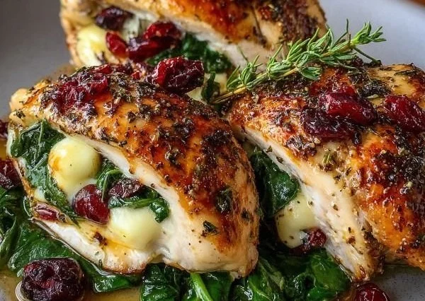 Cranberry & Spinach Stuffed Chicken with Brie