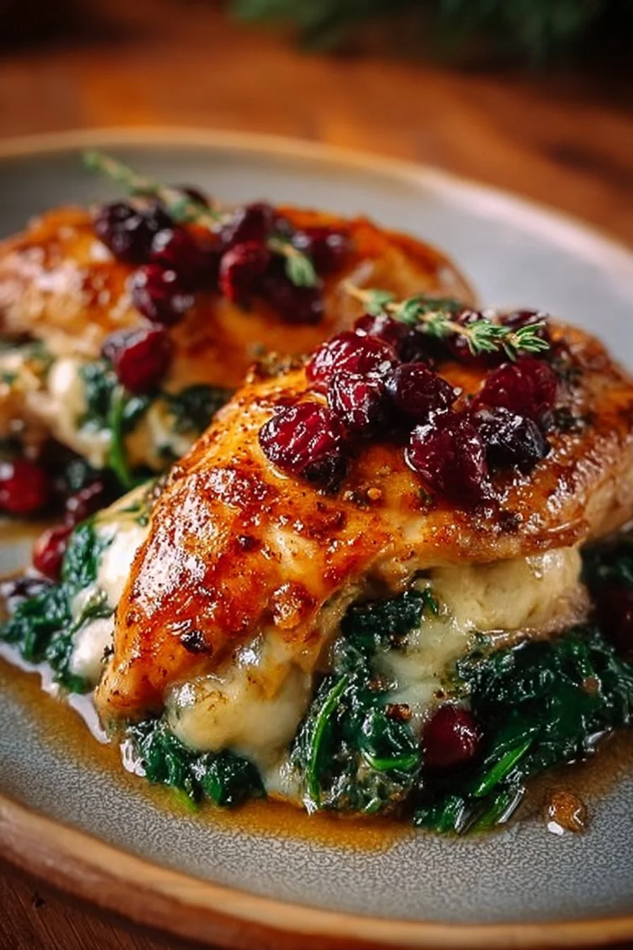 Cranberry & Spinach Stuffed Chicken with Brie