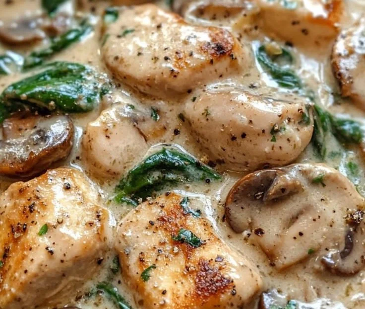 Creamy Chicken Mushroom Spinach Skillet