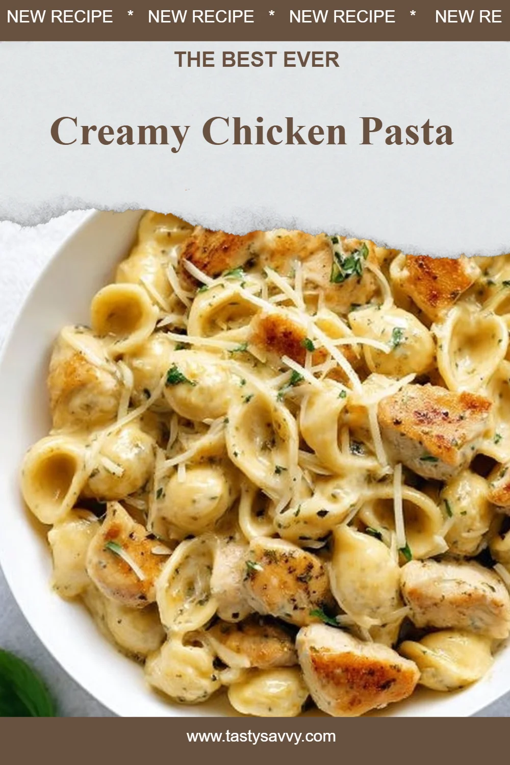 Creamy Chicken Pasta Creamy Chicken Pasta Delicious creamy chicken pasta in a bowl, garnished with parsley.