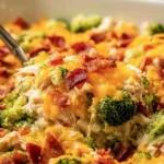 Creamy low carb chicken casserole dish, a healthy dinner option.