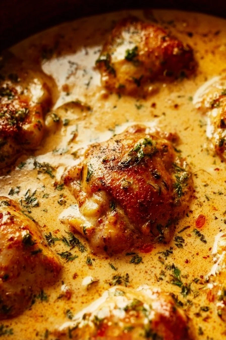 Creamy Oven Baked Chicken Thighs oven baked chicken Creamy Oven Baked Chicken Thighs