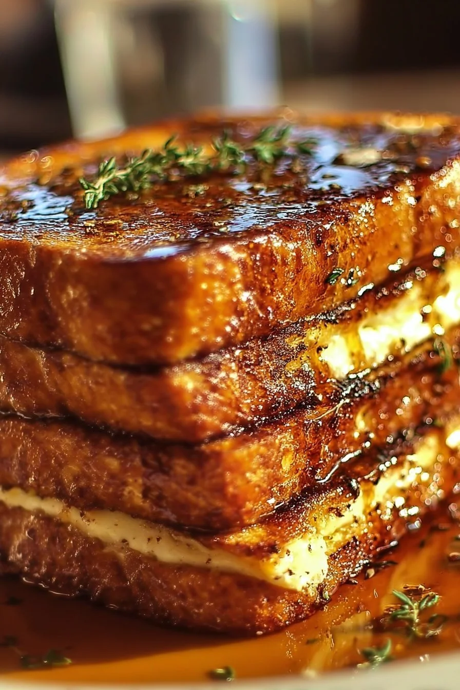 Delicious Crème Brûlée French Toast topped with caramelized sugar and berries