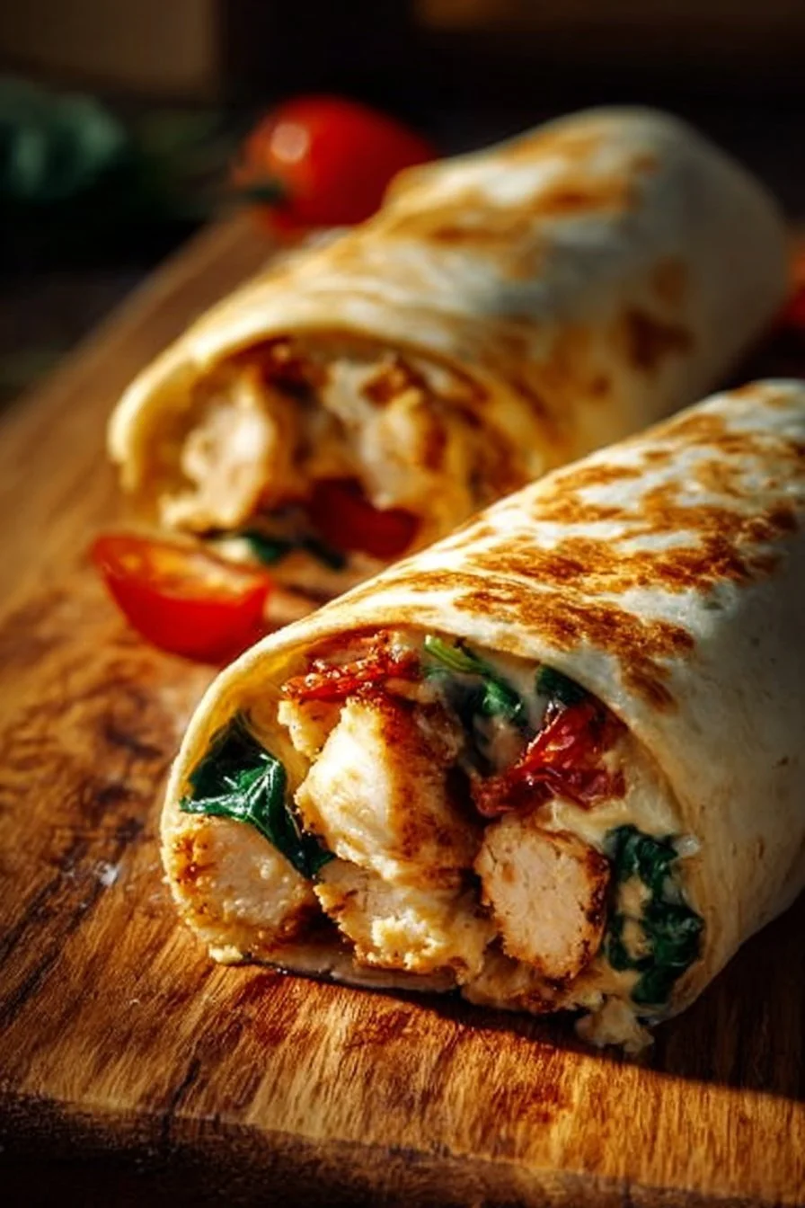 Crispy air fryer chicken and mozzarella wraps on a plate, garnished and ready to serve.