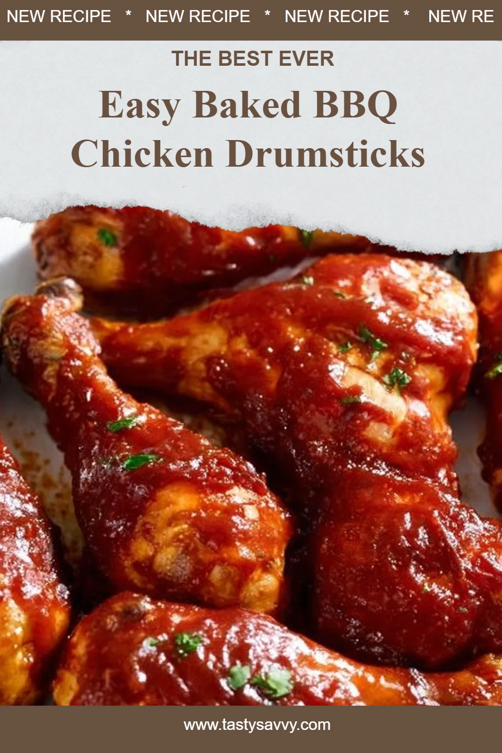 Easy Baked BBQ Chicken Drumsticks BBQ Chicken Delicious baked BBQ chicken drumsticks ready to serve.