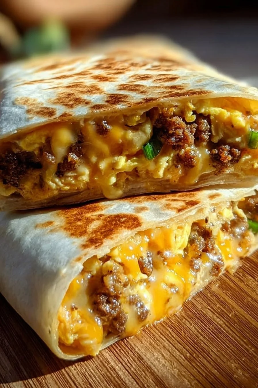 Delicious Easy Breakfast Crunchwrap filled with eggs and fresh ingredients