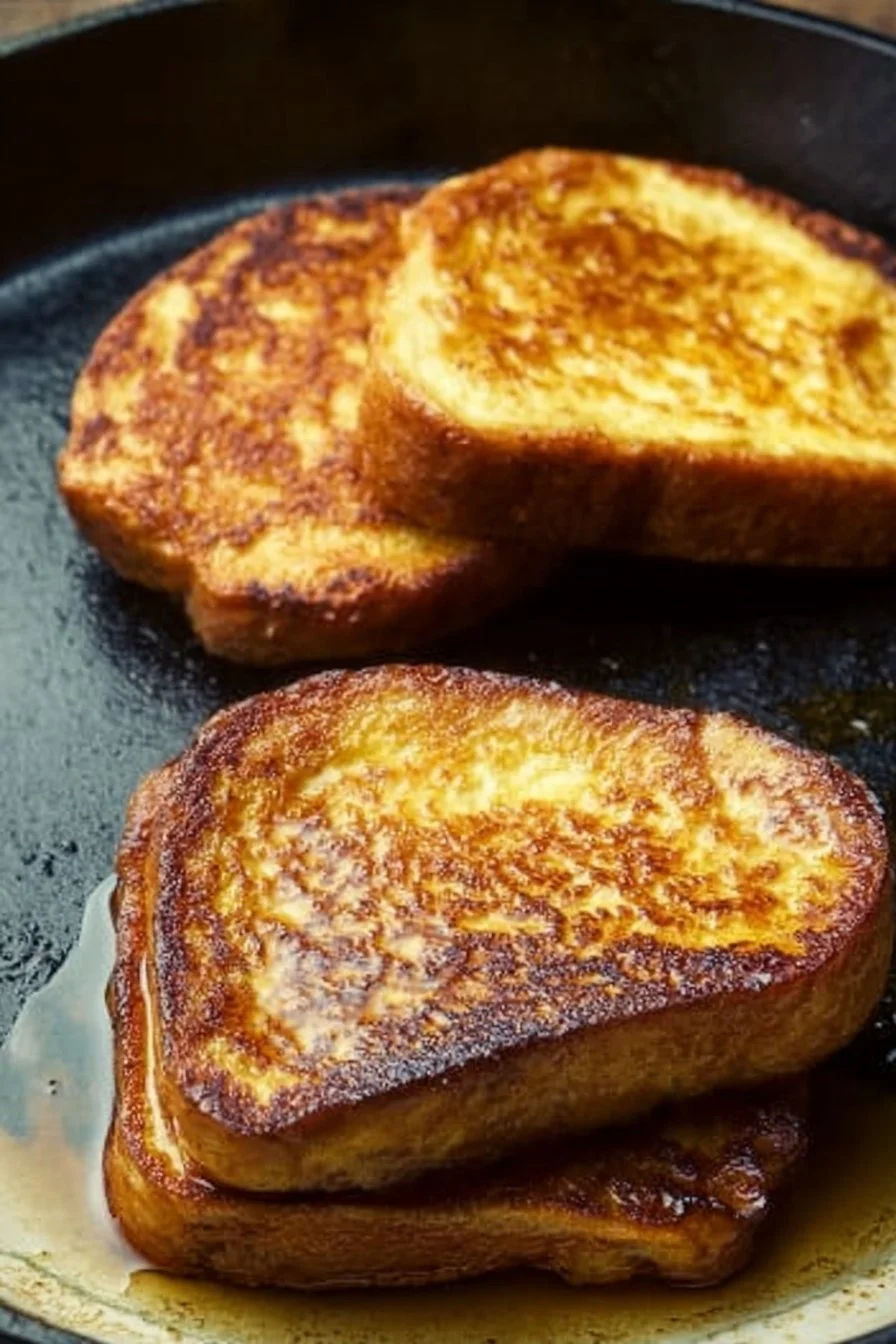 Easy classic French toast served with syrup and powdered sugar