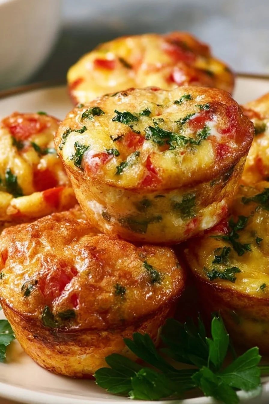High-protein egg muffins baked in a muffin tin, perfect for breakfast meal prep.
