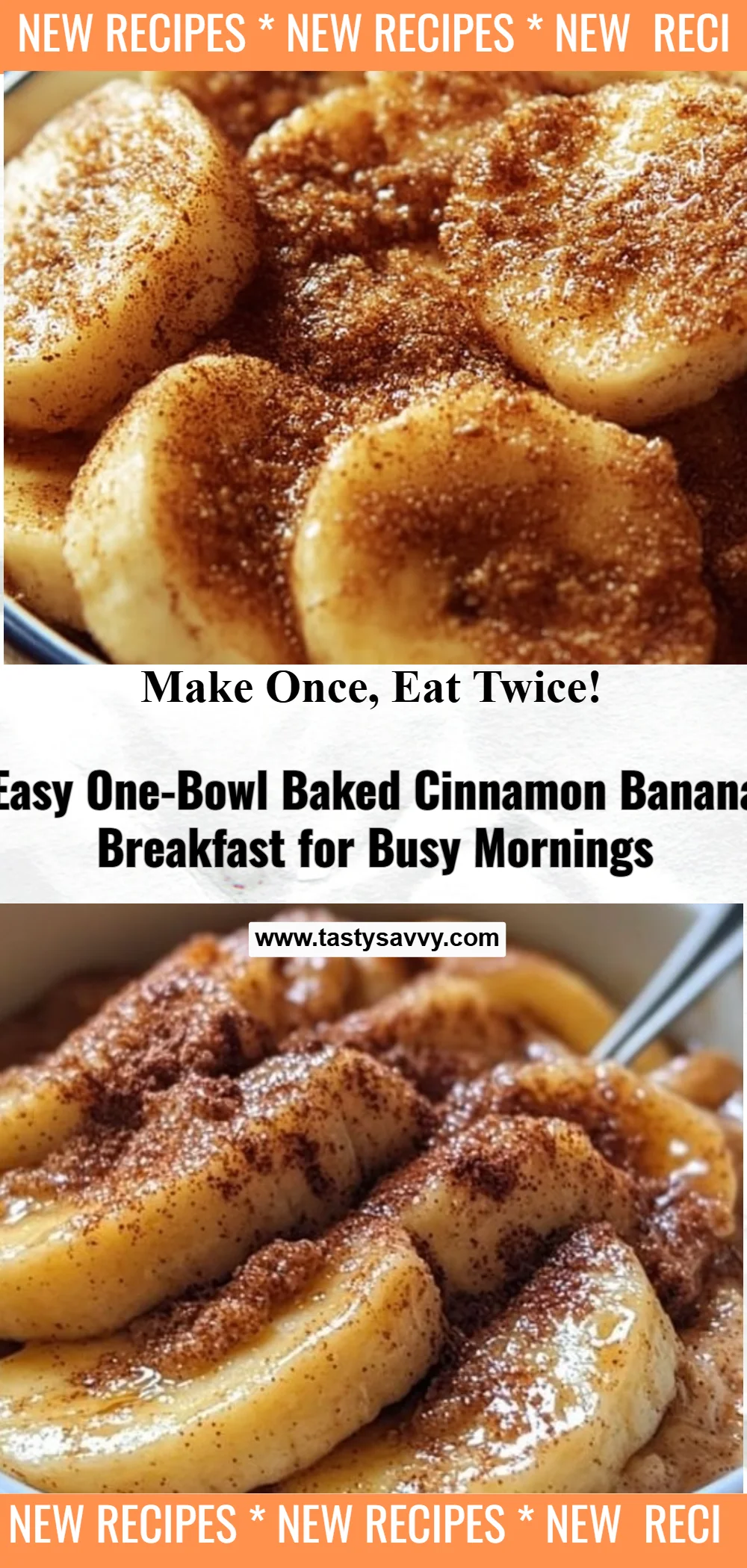 Easy One-Bowl Baked Cinnamon Banana Breakfast