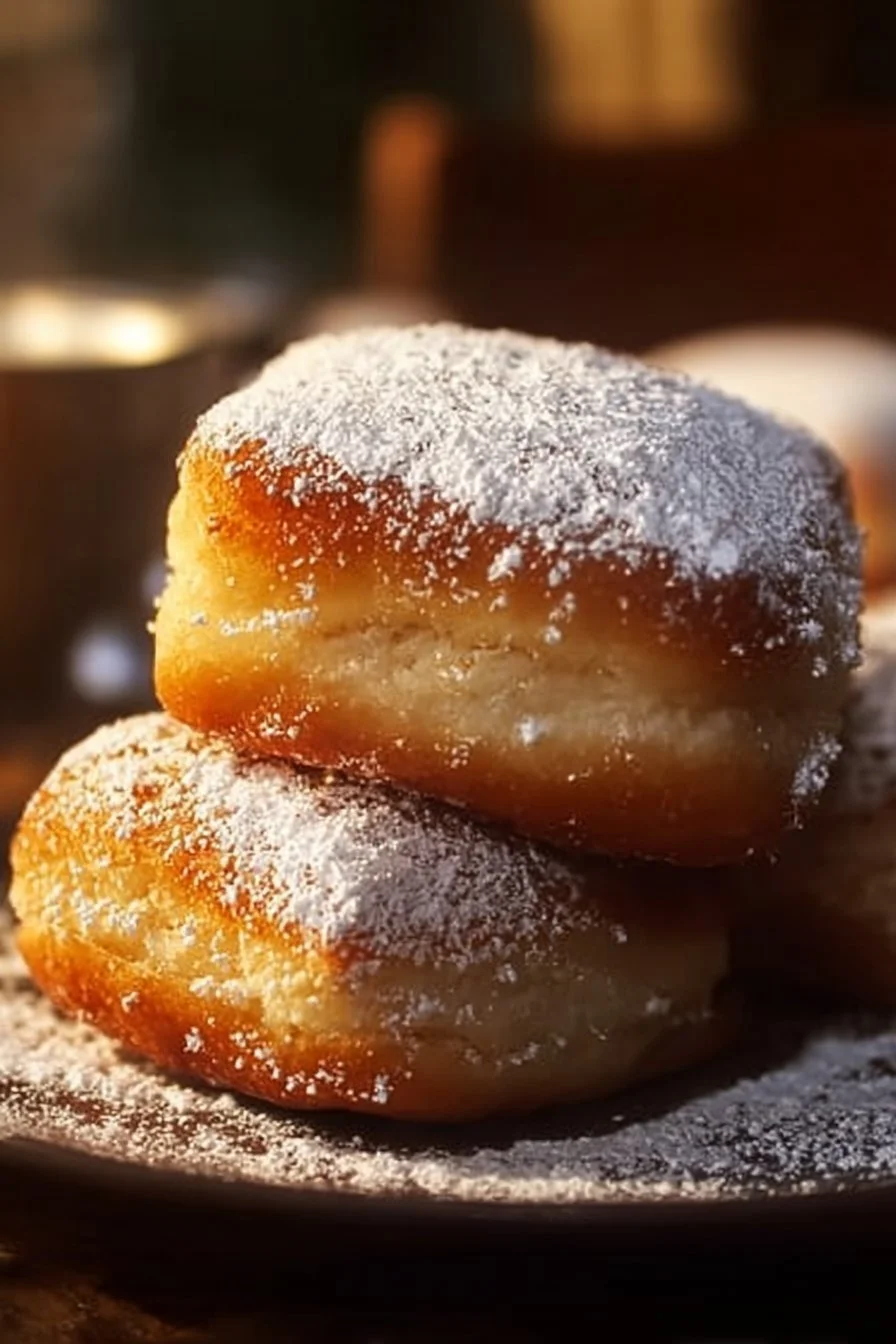 Delicious easy vanilla French beignets dusted with powdered sugar