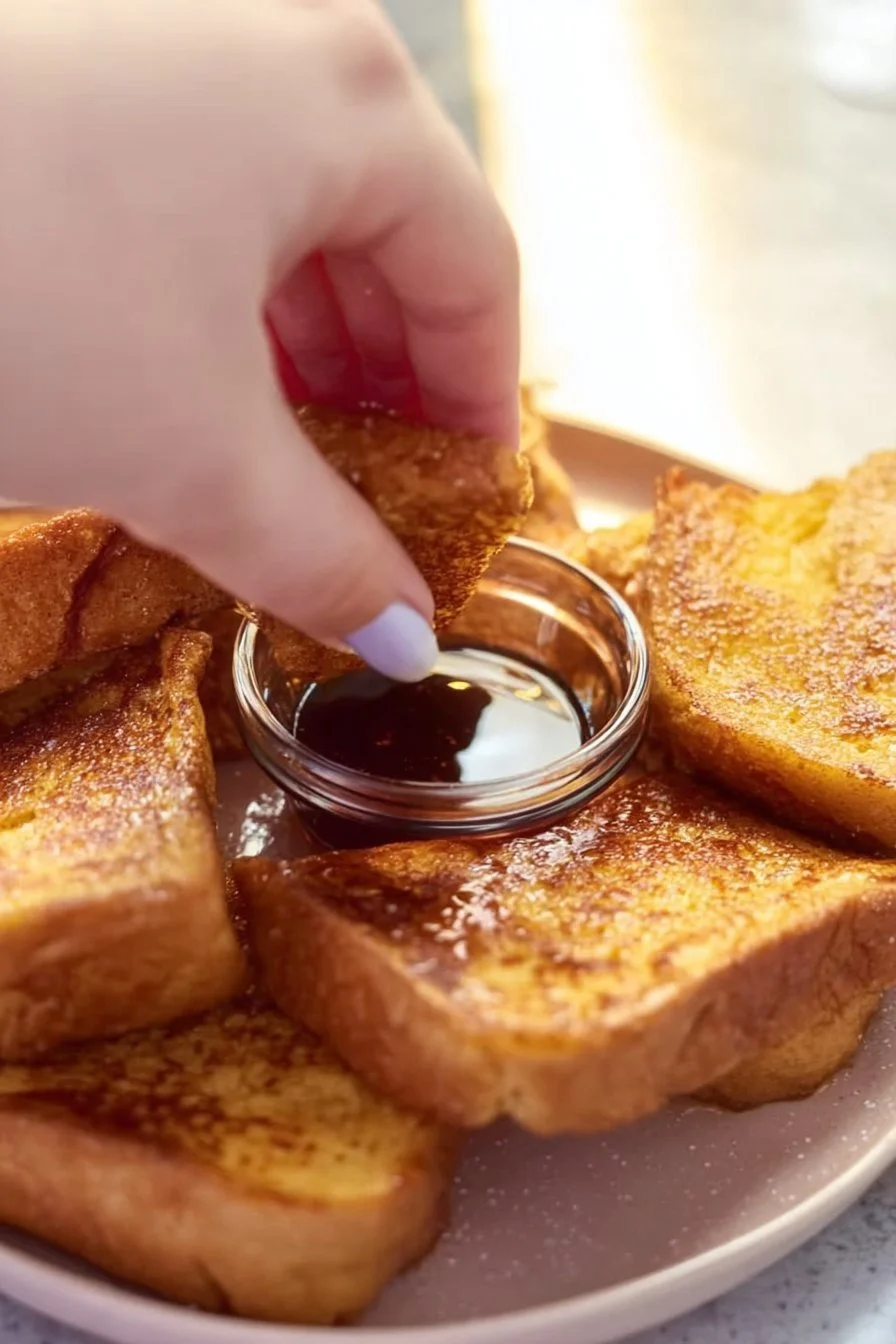 French Toast Bites French Toast Plate of crispy French Toast Bites garnished with fruits and syrup