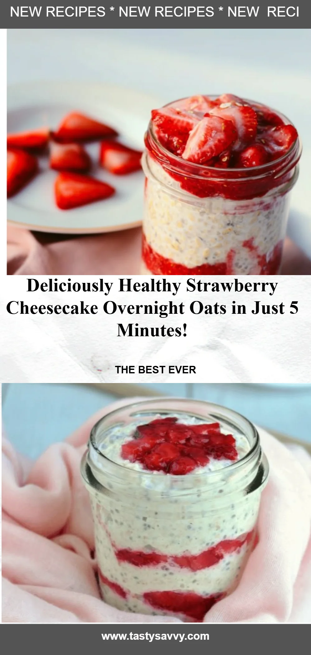 Healthy Strawberry Cheesecake Overnight Oats