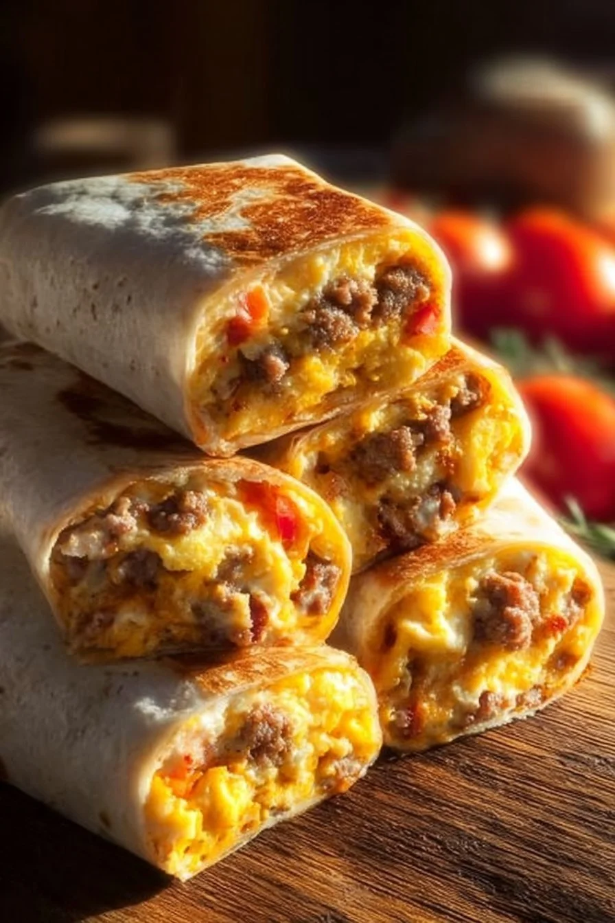 High-protein breakfast burritos filled with eggs, beans, and vegetables
