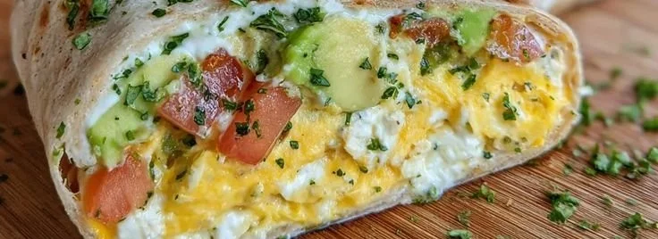High-Protein Breakfast Wrap with Cottage Cheese and Avocado