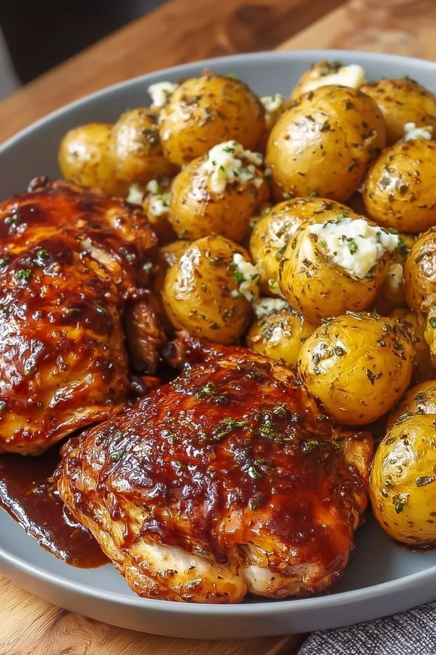 Honey BBQ Chicken with Garlic Potatoes