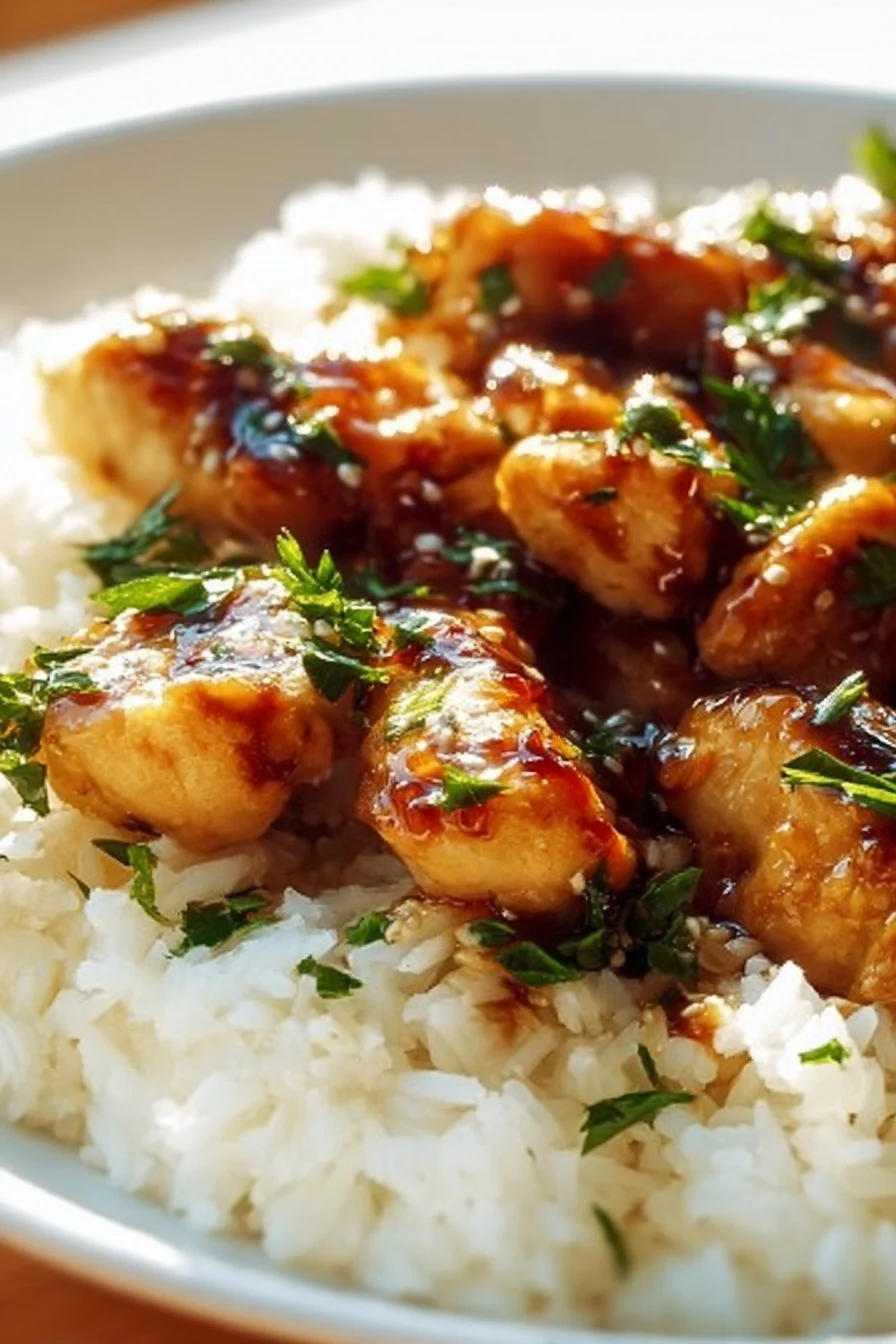 Honey Garlic Chicken Breasts cooked with garlic and honey glaze