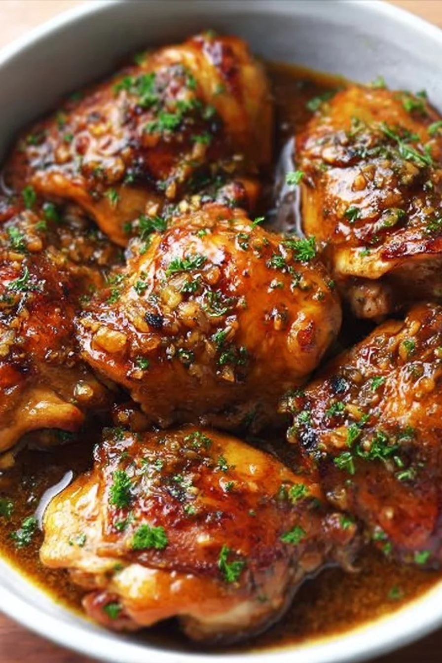 Delicious Instant Pot honey garlic chicken garnished with green onions.