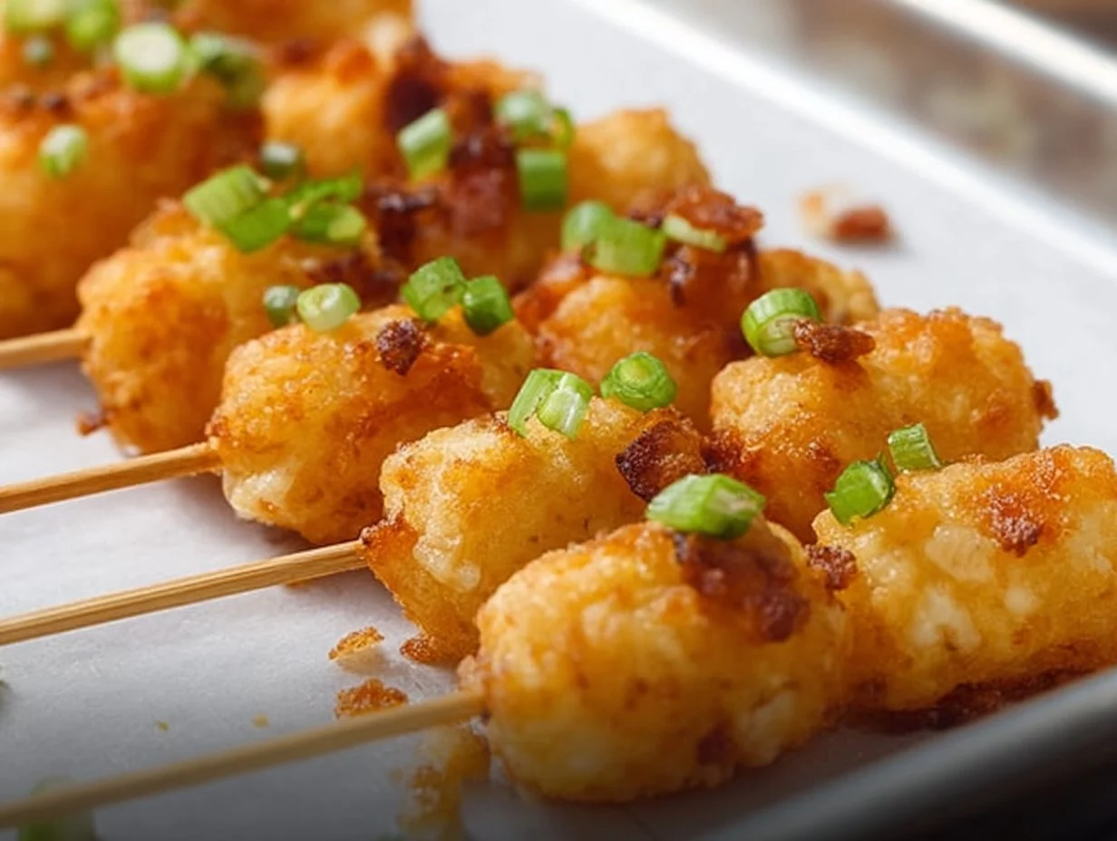 Loaded Tater Tot Skewers tater tot skewers Loaded Tater Tot Skewers