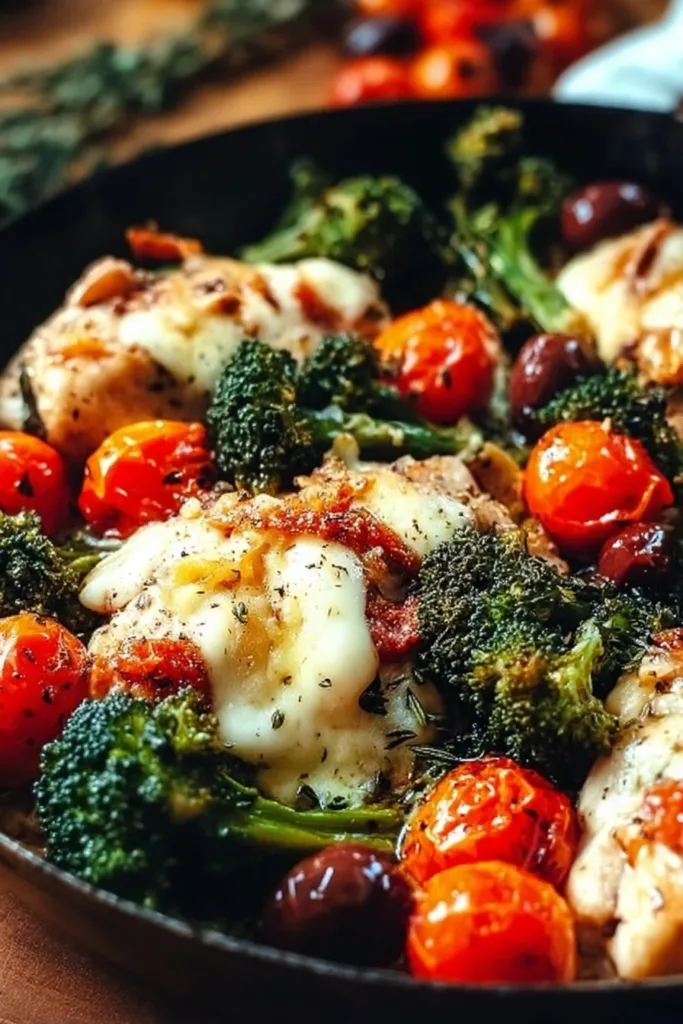 Delicious Low-Carb Tuscan Chicken served with fresh herbs and vegetables.