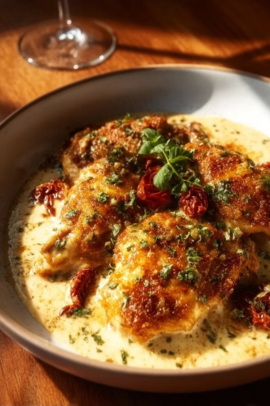 Marry Me Chicken Creamy Parmesan served in a bowl with fresh herbs