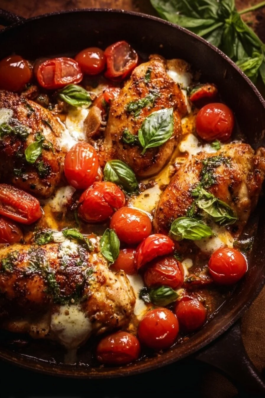 One-Pan Balsamic Chicken garnished with herbs, served on a plate.